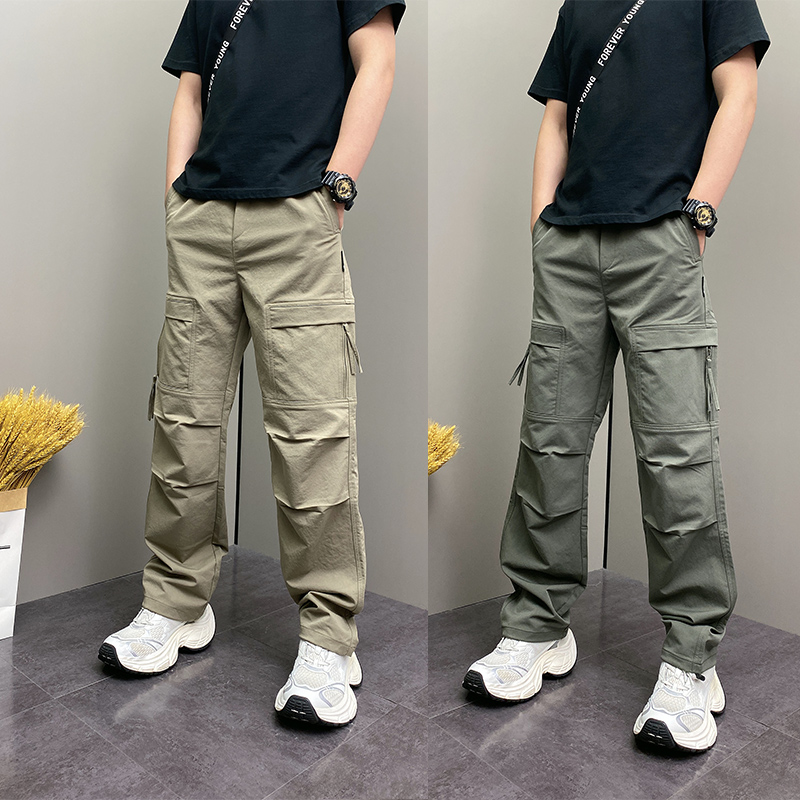 2025秋季新款潮流韩版纯色美式休闲裤痞帅宽松直筒个性男士工装裤