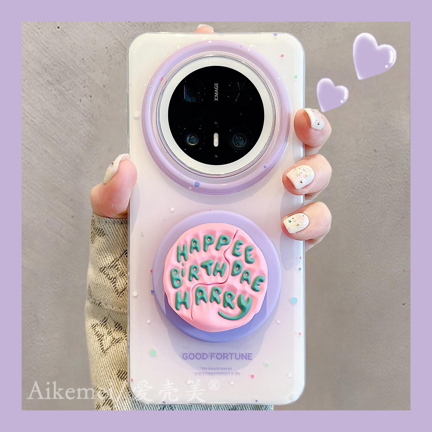 适用华为mate70pro+手机壳多巴胺泼墨Mate60pro+晕染英文磁吸支架