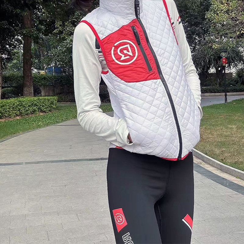 健身娇专属立领秋冬保暖防风拼接格纹棉马甲运动风短款冬季新款