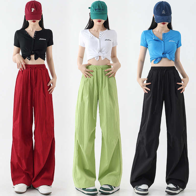 夏季广场舞服装宽松阔腿裤夏季透气速干健身运动两穿运动休闲裤女