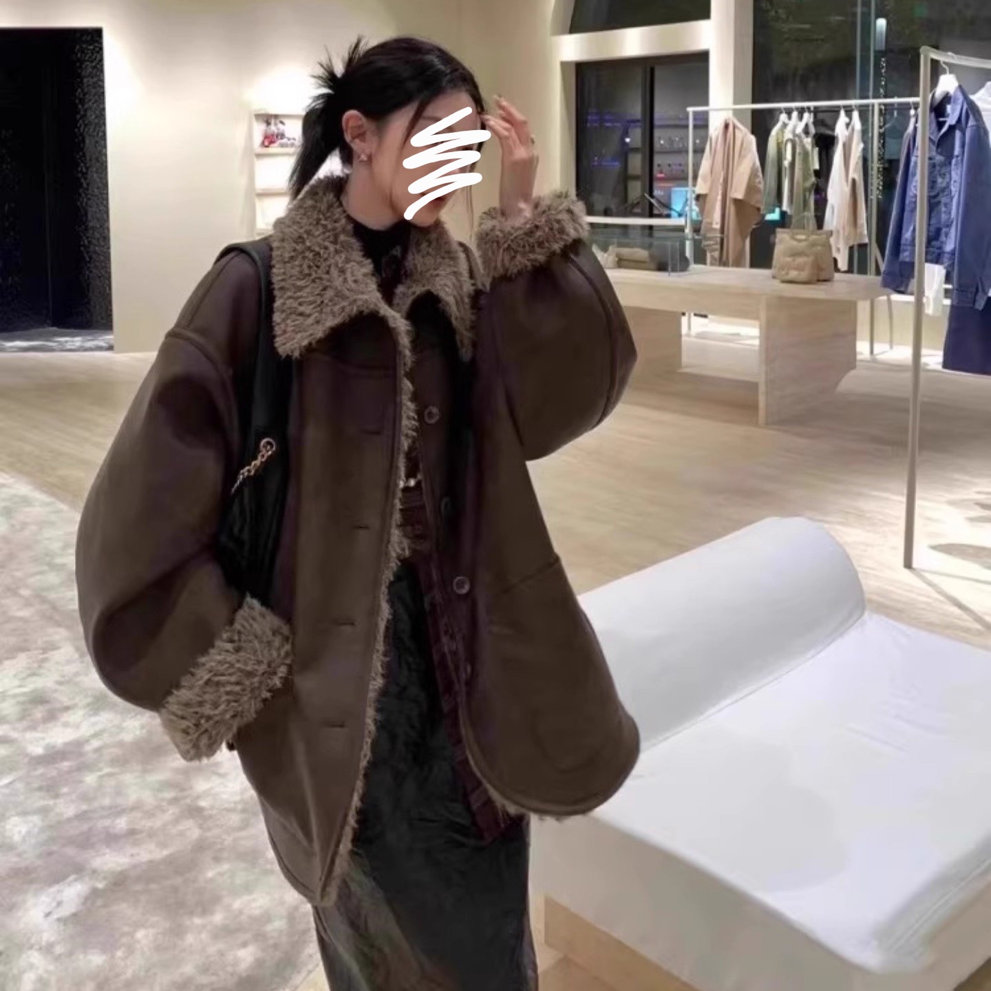 双面穿环保皮毛一体外套女中长款冬季2024款羊羔绒加厚复古双面穿