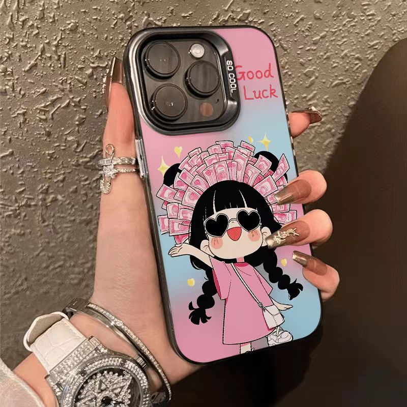 有钱花女孩适用苹果17华为手机壳iPhone16promax幸运女孩15轻奢14