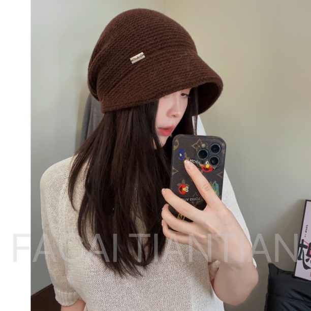 25秋冬/   发财甜甜美丽诺羊毛保暖针织帽鸭舌冷帽显脸小堆堆帽