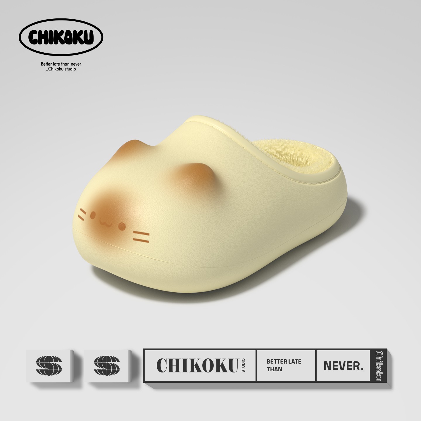 chikoku猫爪棉拖女足弓支撑冬居家男保暖防滑情侣可爱小咪月子鞋