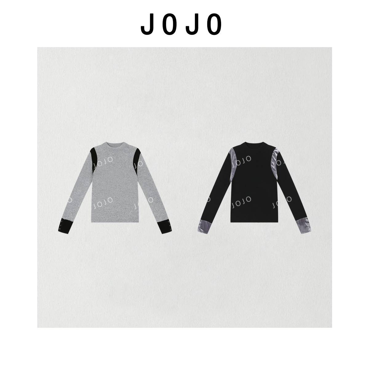 玖了个玖 2025冬款极简宽圆领竖坑条撞色丝绒拼接针织衫2511C7919