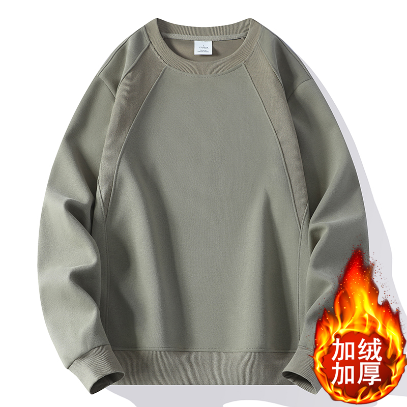 棉质男士长袖加厚男士卫衣男装宽松冬季圆领春秋时尚百搭打底2509