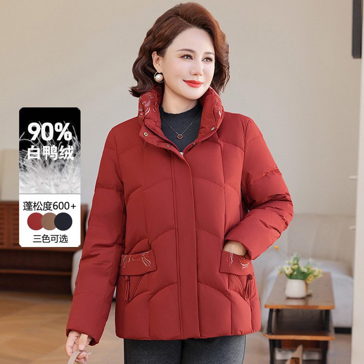 中老年妈妈羽绒服短款冬季新款洋气加厚保暖立领60岁70岁奶奶外套