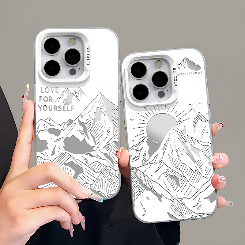 欧克里里彩银日照金山适用苹果16/17pro手机壳华为oppo小米15vivo