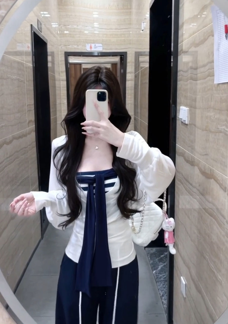 2025夏季新款韩系小众慵懒风条纹抹胸背心罩衫阔腿裤气质三件套女