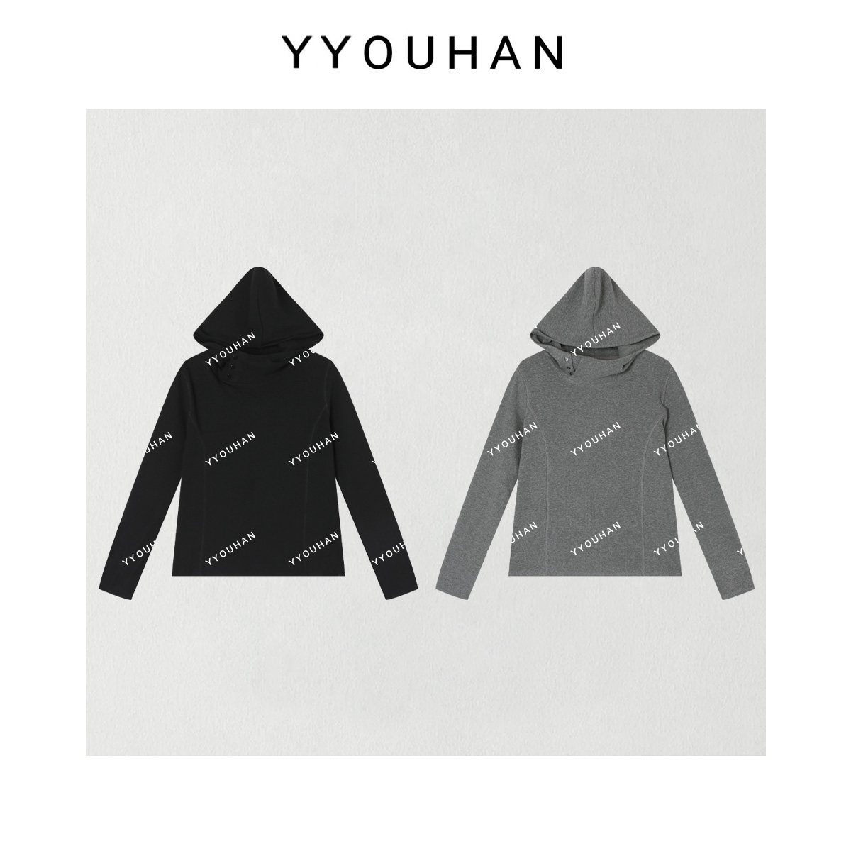 月月 2025新款【私服挚爱】黑色慵懒风极简显瘦卫衣帽衫 2508C5034