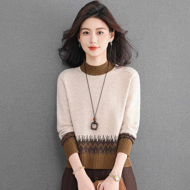 秋冬加厚洋气百搭时尚韩版毛衣针织衫女装上衣，短款长袖宽松显瘦