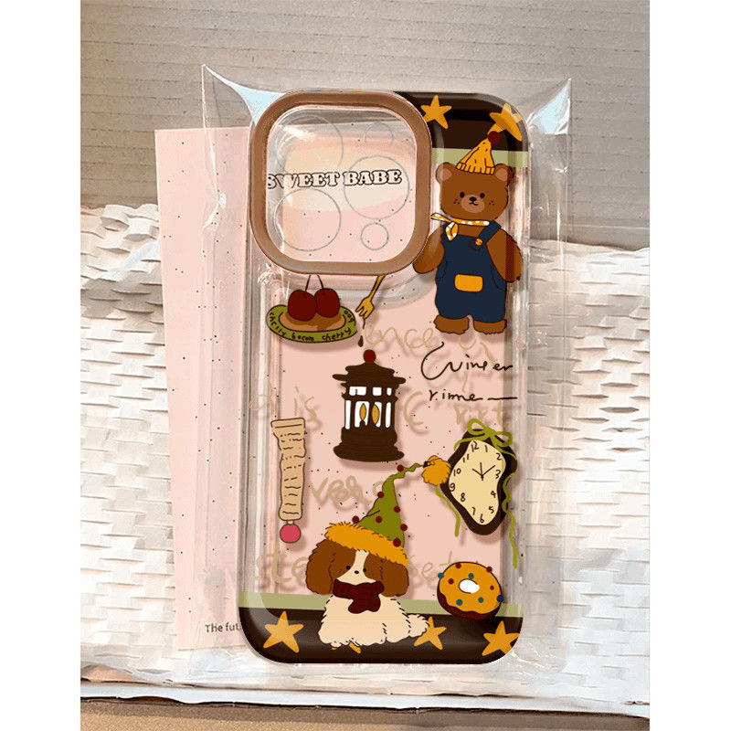 小熊狗狗适用苹果17AIR手机壳iPhone16新款15PROMAX/14/13/12透明