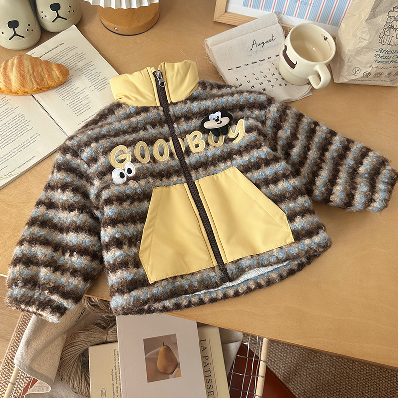 男童羊羔毛外套秋冬款2025儿童加绒加厚狗狗冬装加厚上衣