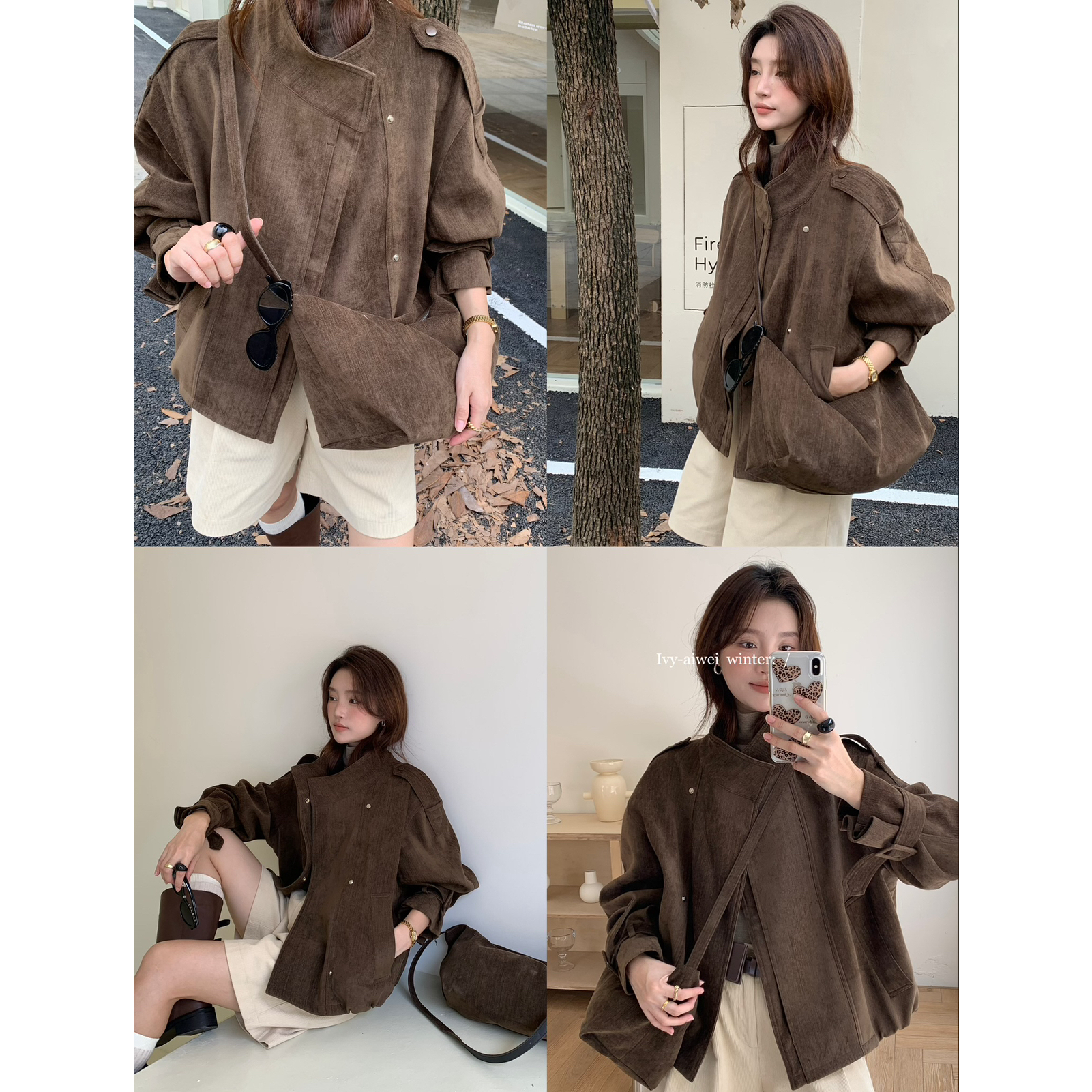 艾薇-韩系立领休闲短外套83002