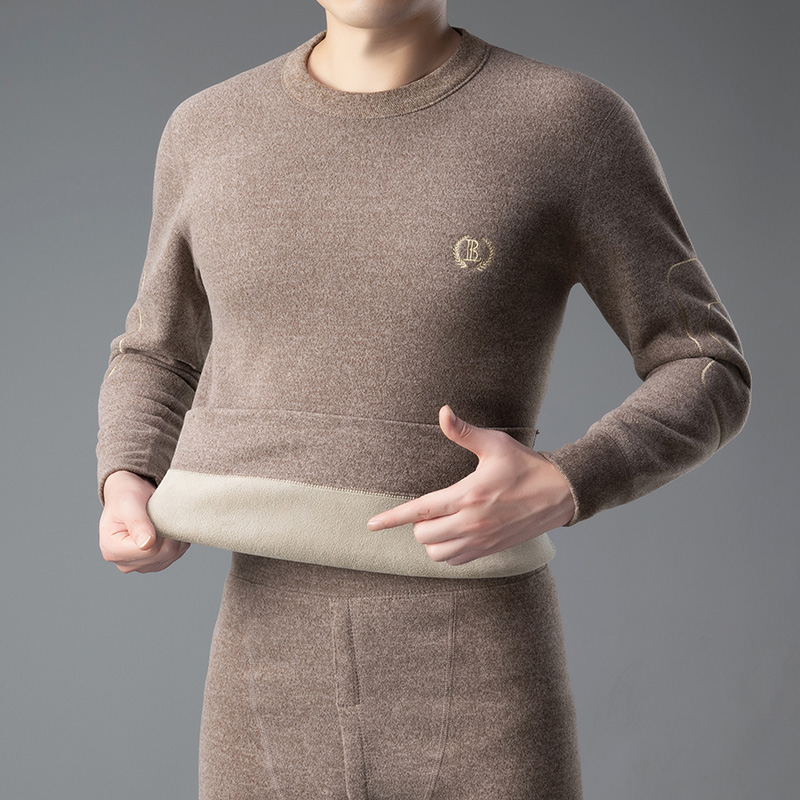 2025秋冬季保暖内衣男加绒加厚中老年秋衣秋裤套装男款上衣可外穿