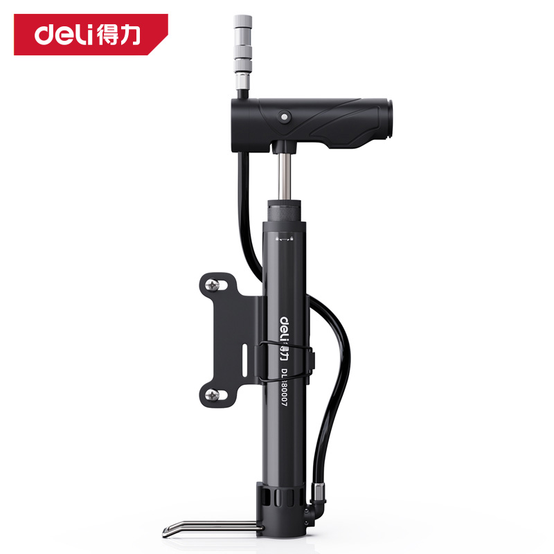 得力打气筒高压手动充气自行车电动电瓶摩托车工具篮球通用家用