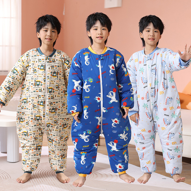 儿童睡袋秋冬款棉中大童小孩分腿睡袋宝宝冬季加厚小学生防踢被