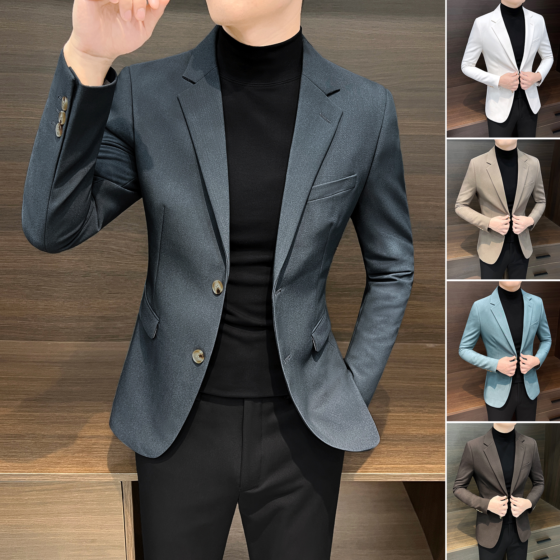 休闲西装外套男秋季痞帅英伦风男装轻奢高级感商务修身男士小西服