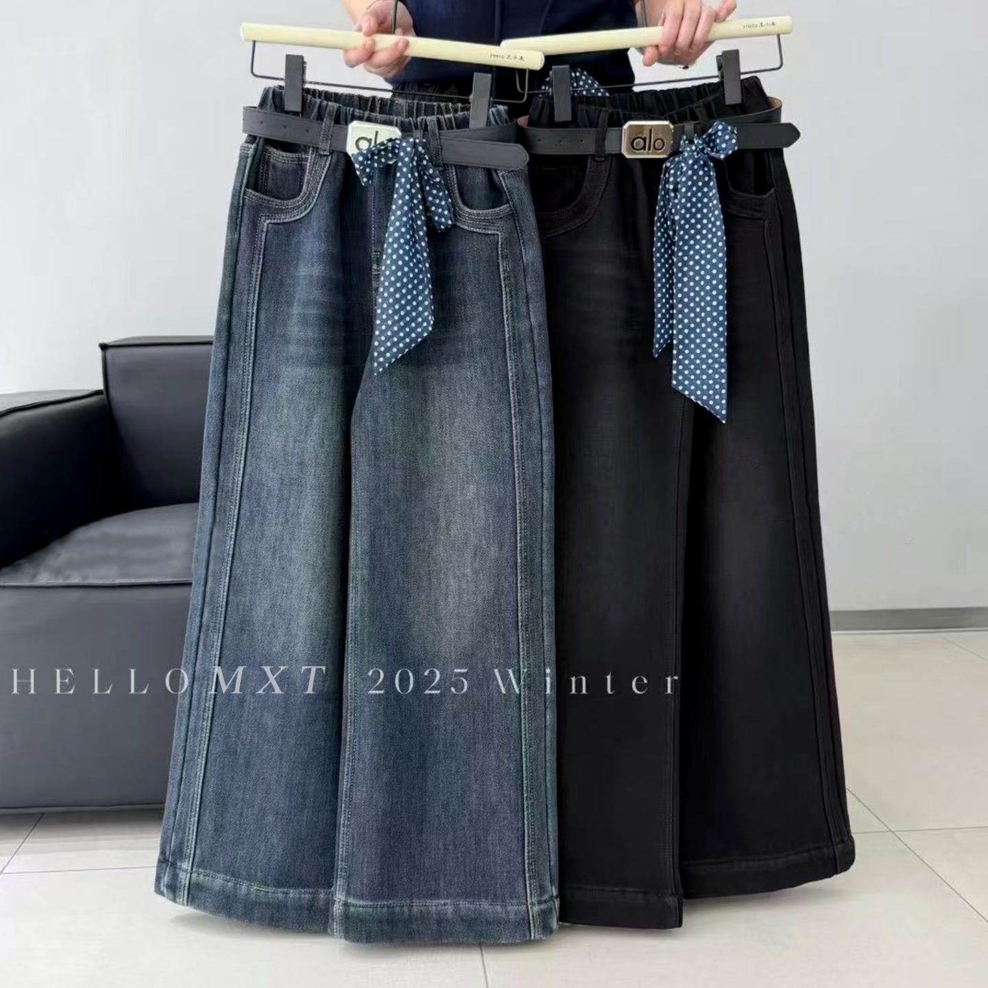 【实体品质•加绒弹力】女童牛仔裤韩版中大童休闲直筒阔腿裤子3915