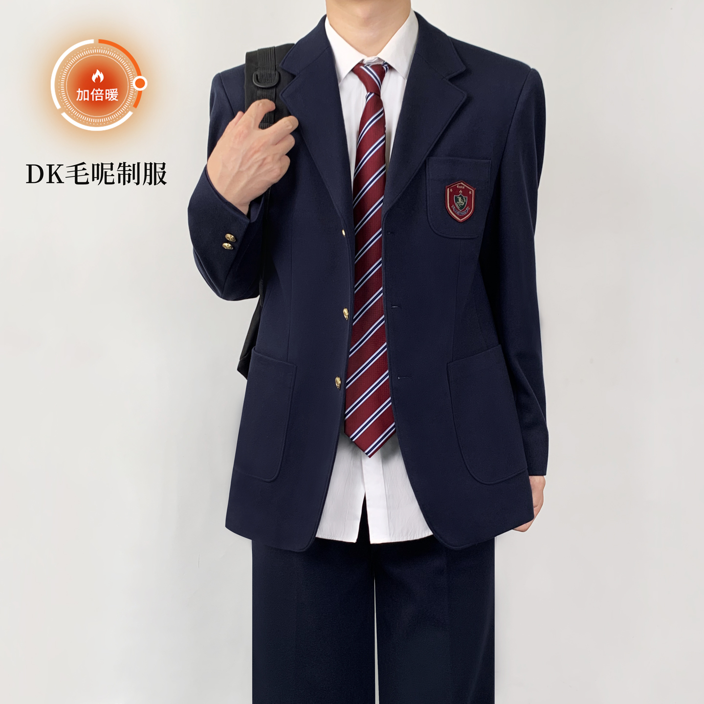 木村叔dk制服绀色毛呢西服外套男秋冬季学院风原创设计毛呢子西装