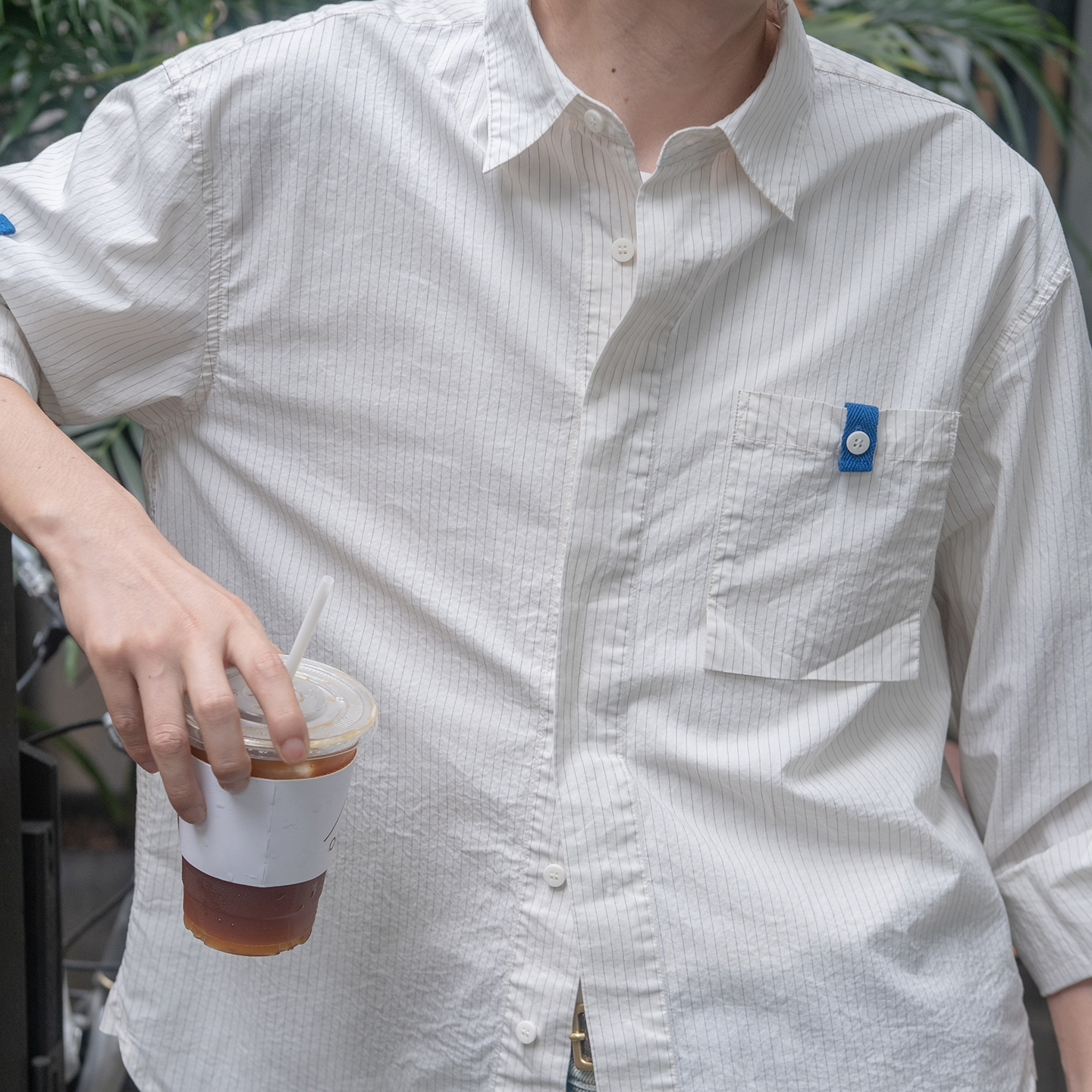 【晚风从袖口滑落】几立 夏季袖口拼接的格子短袖衬衫