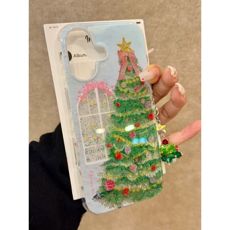 闪粉窗台彩灯圣诞树适用苹果17Promax手机壳16创意15新款14少女13
