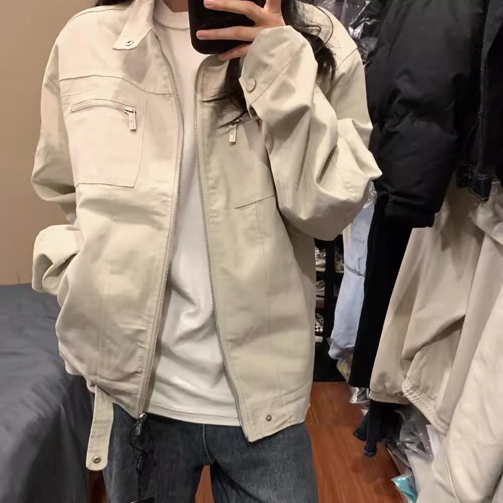 美式复古哈灵顿水洗夹克男女春季新款cleanfit街头风立领工装外套