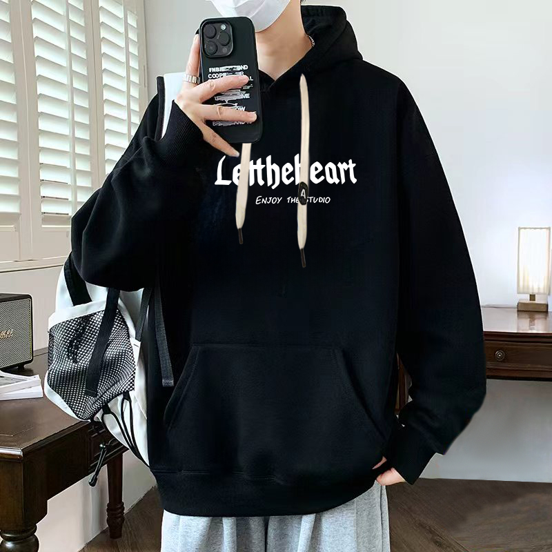 元赫卫衣男连帽衫新款百搭休闲潮牌青少年秋冬上衣加绒加厚外套