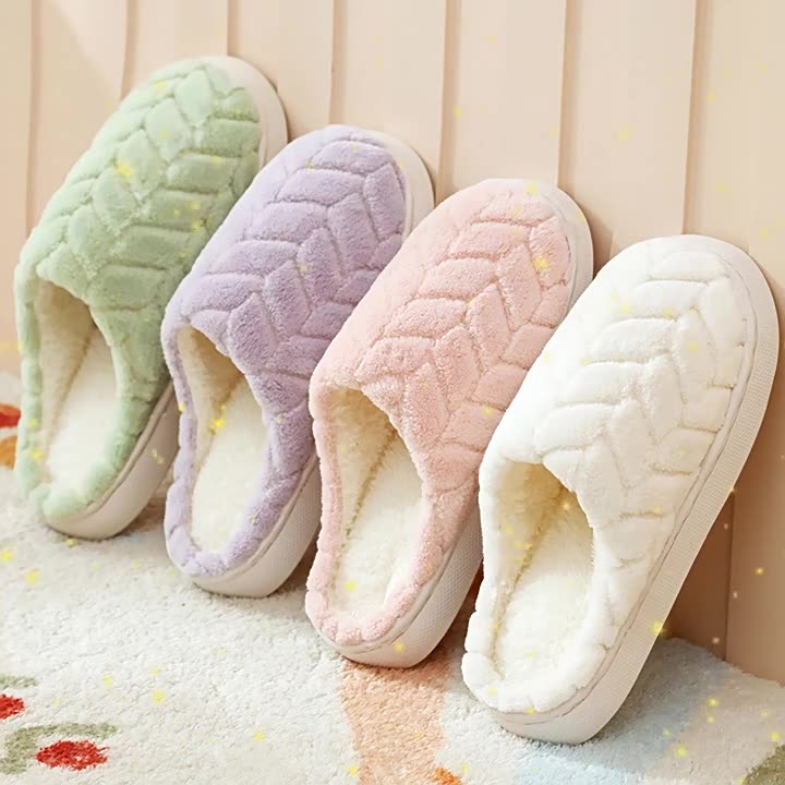 2025新款秋冬季室内家居防滑厚底加绒毛毛情侣拖鞋男棉拖鞋女士