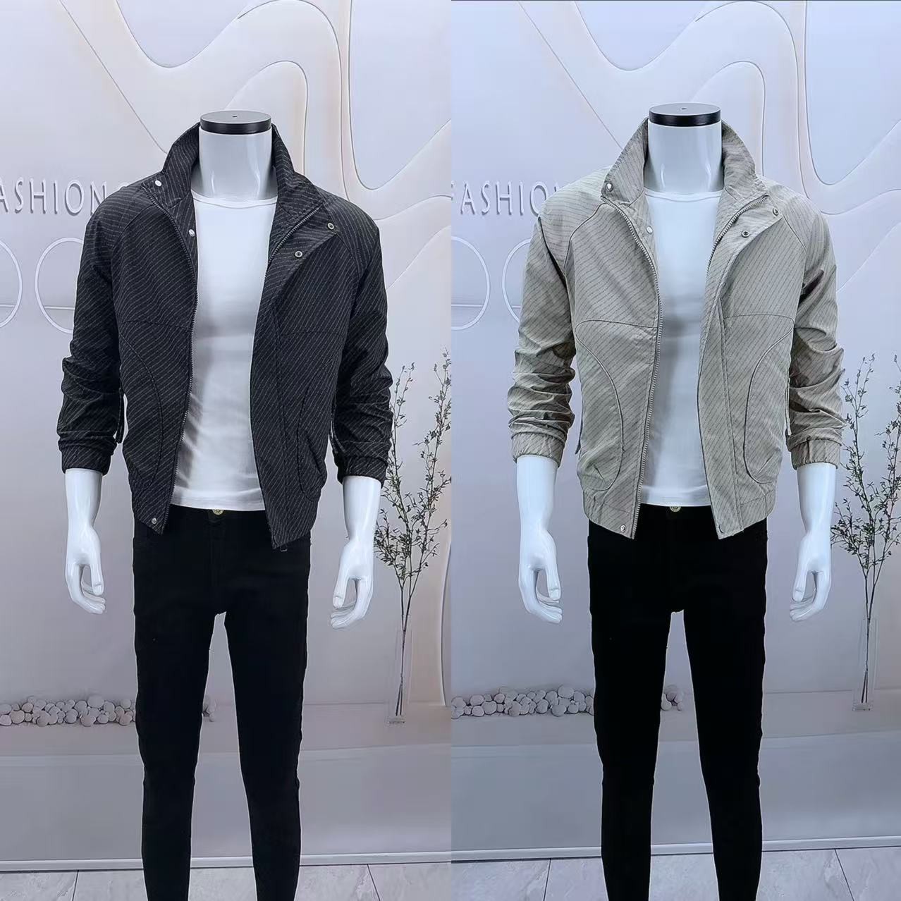 男士春秋季2025新款帅气休闲百搭修身青年时尚夹克衫立领薄款外套