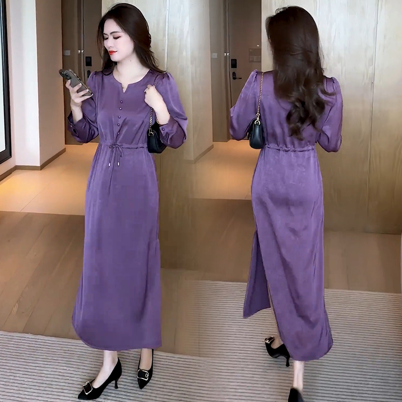 La Babite新中式国风时尚连衣裙女早秋新款高级感显瘦洋气中长裙