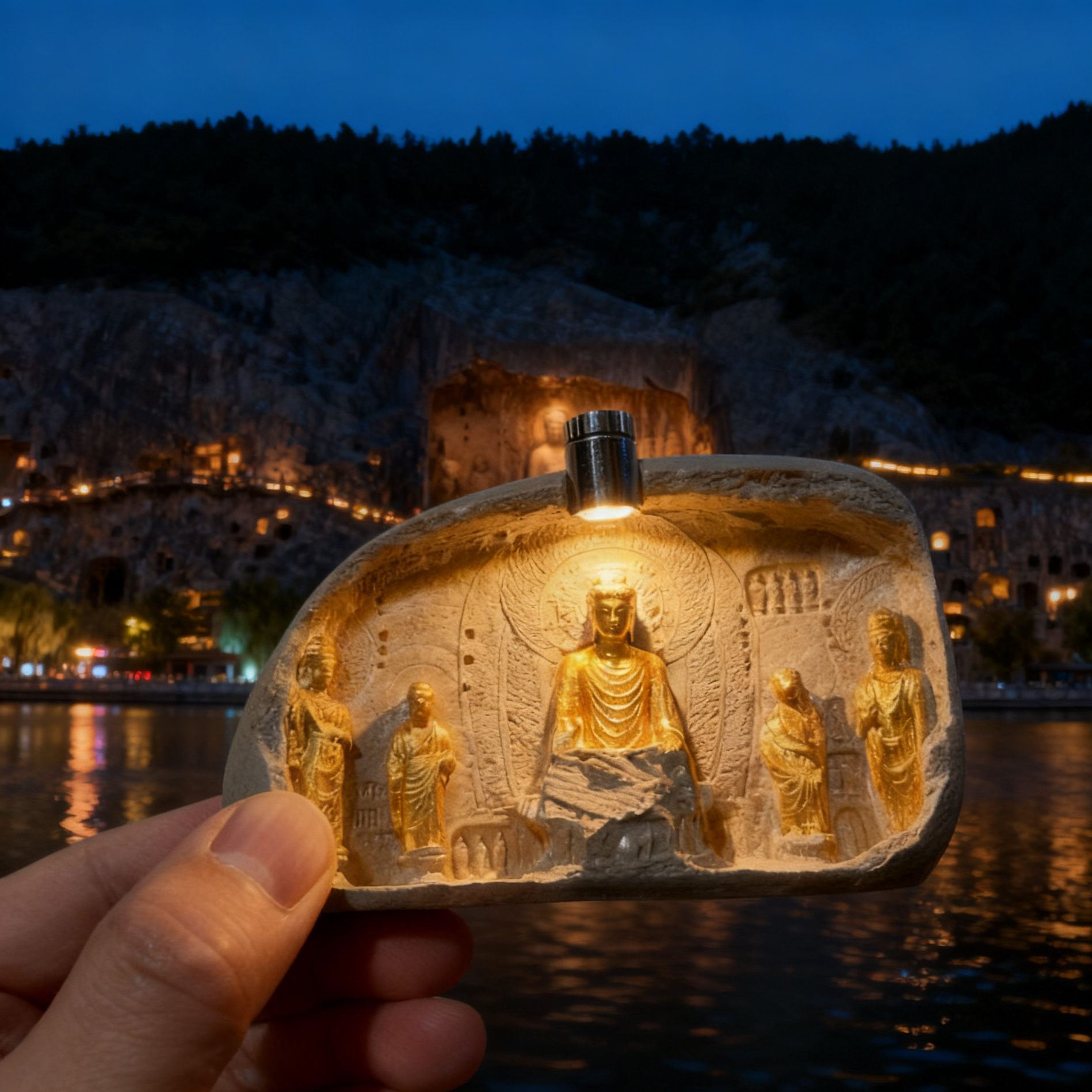 龙门石窟夜灯冰箱贴洛阳文创伴手礼河南旅游纪念品
