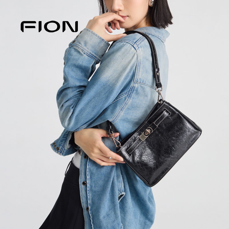Fion/菲安妮【爆款送包挂】时尚简约凯莉单肩包斜挎包FAAFRMP006