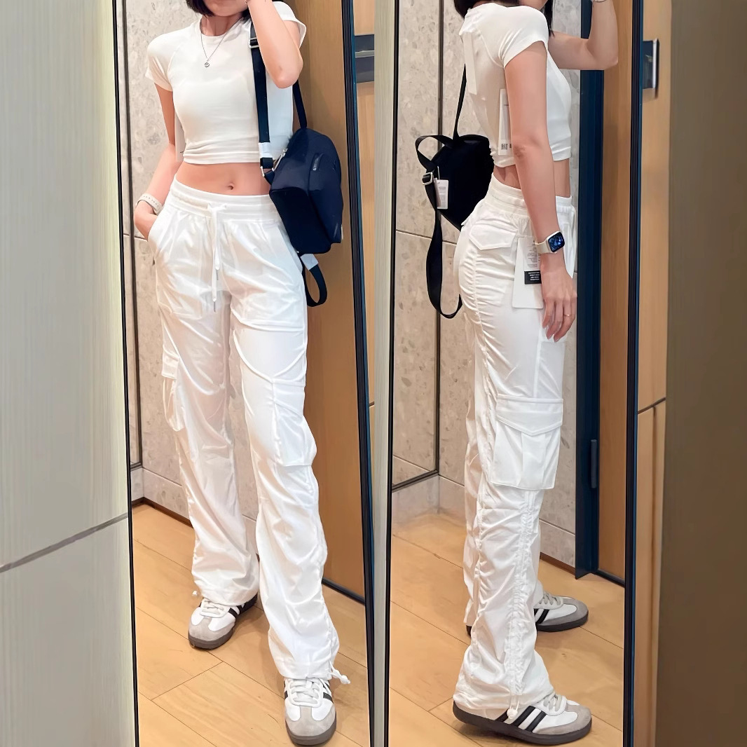 l原版ulu家原标降落伞工装裤宽松中高腰运动休闲直筒女长se