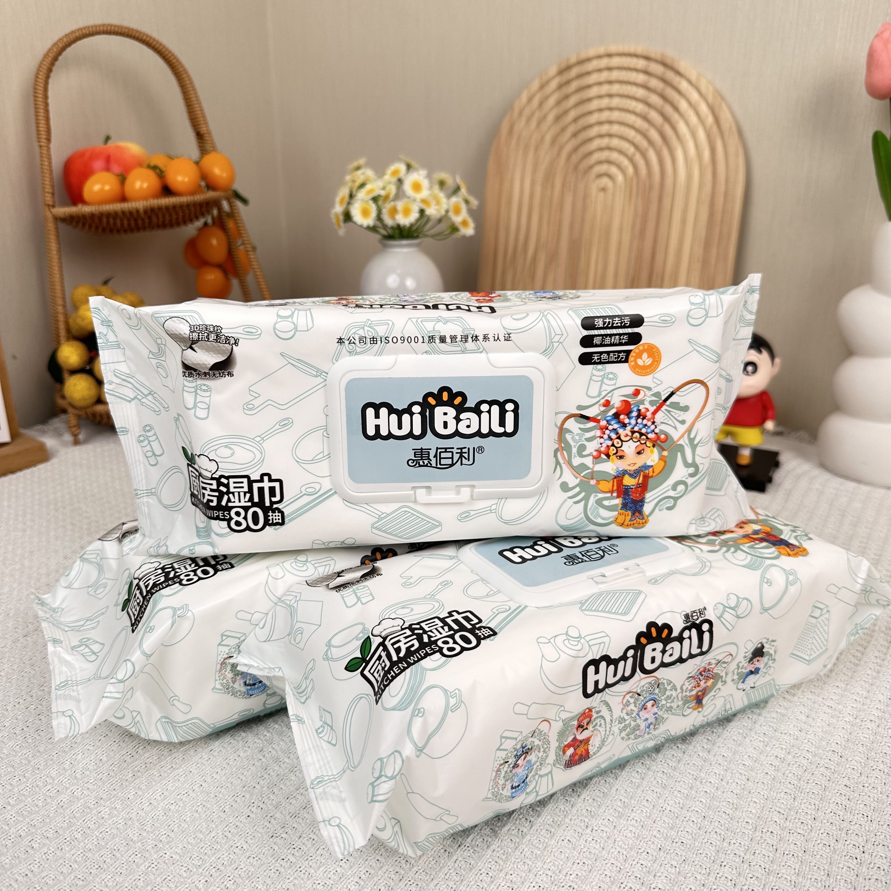 巨无霸厨房湿巾超长加厚珍珠纹超大尺寸家庭清洁帮手80抽免洗去污