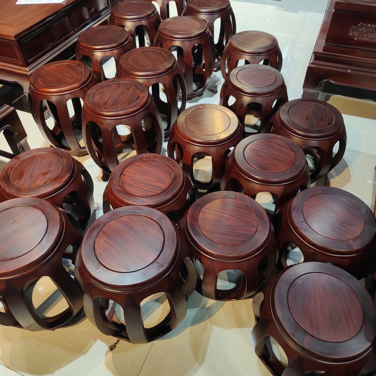 木鼓凳木质仿古中式家用凳子客厅实木换鞋圆凳矮凳鼓