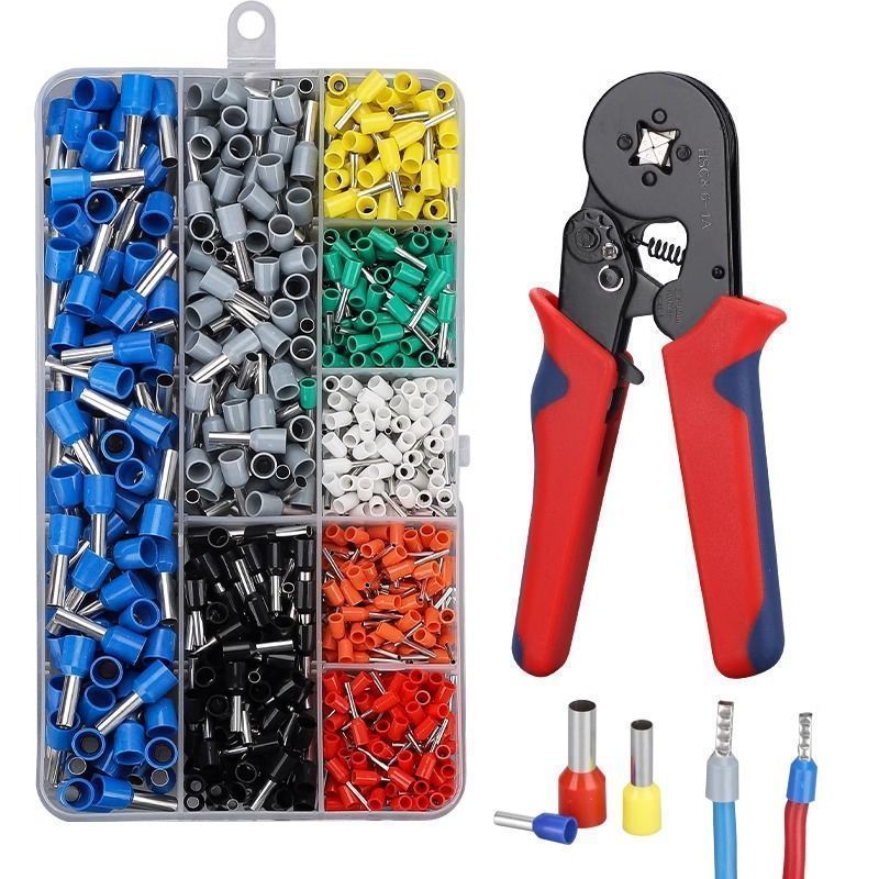 冷压接线端子套装压线钳收纳盒电线铜鼻子VE管型端子盒装电工工具