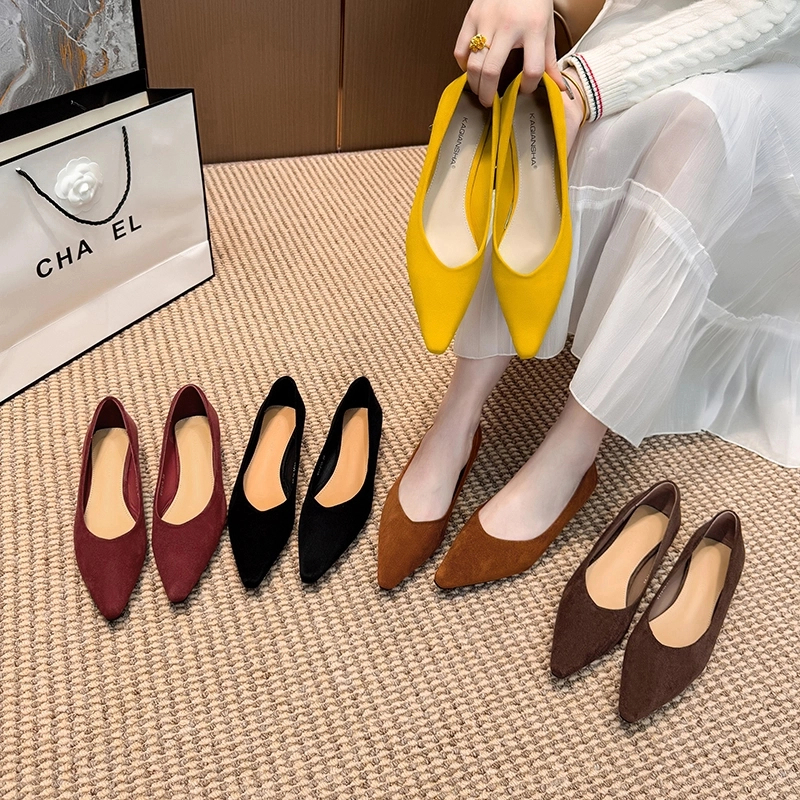 夏季新款一脚蹬单鞋女鞋百搭四季尖头大码透气小猫跟女低跟高级感