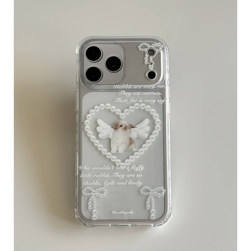 雅天立白色珍珠小猫适用iPhone16/15苹果17手机壳华为vivoppo小米