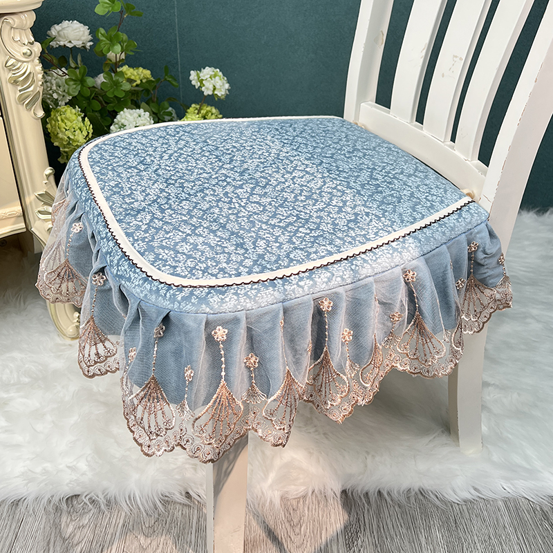 【高端平绒雪花蕾丝】防滑加厚夹棉可拆家用座椅垫四季通用保暖坐垫