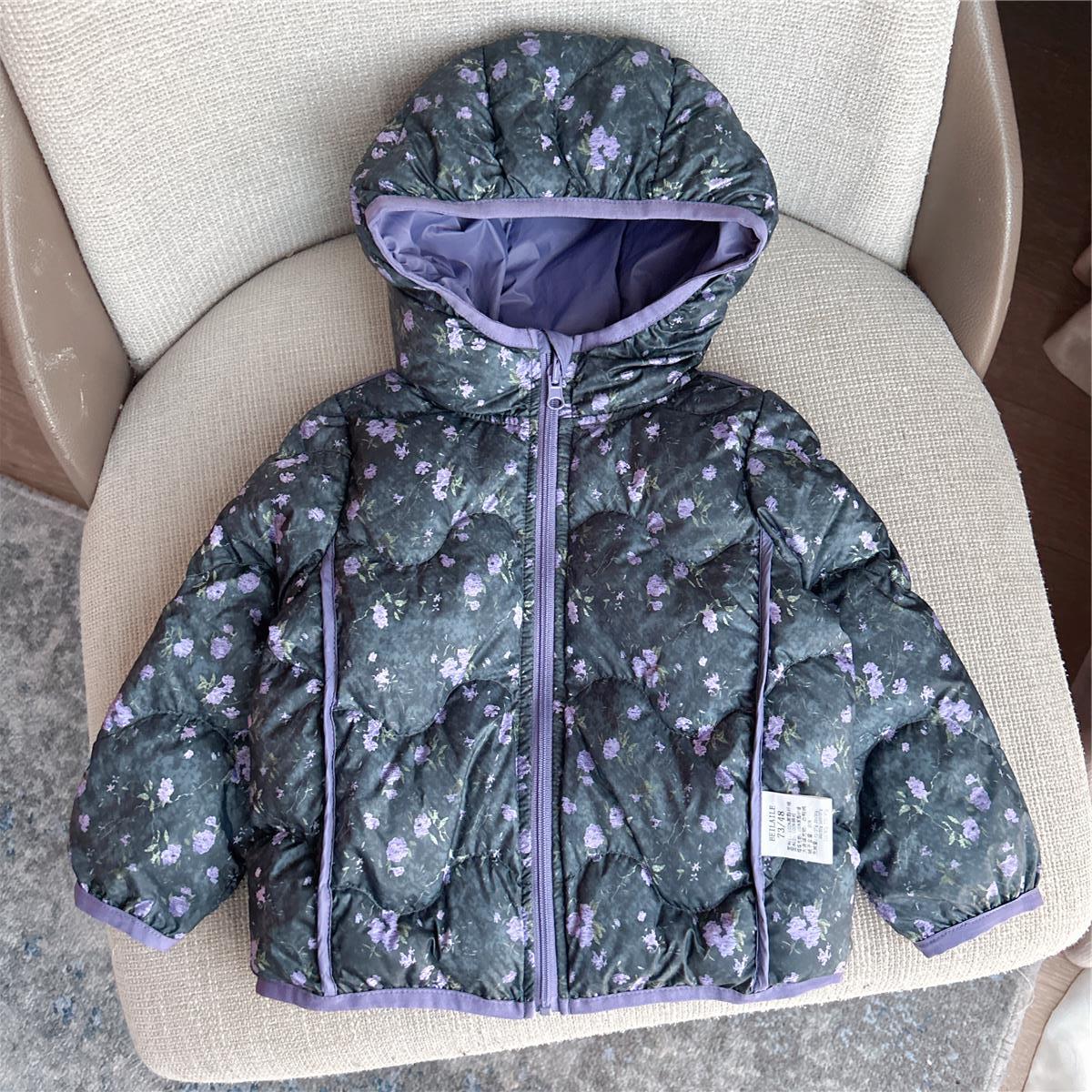 【三防印花双面穿棉服 】童装轻薄小童衣服宝宝棉袄秋冬儿童外套