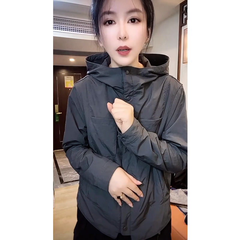 韩版休闲百搭单排扣连帽外套潮欧洲站2025秋季新款时尚纯色上衣