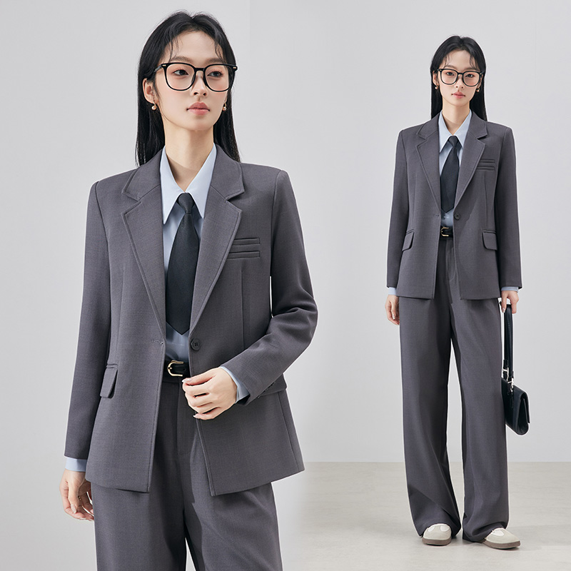 西装套装女2025新款大学生面试正装休闲小个子灰色西服外套职业装