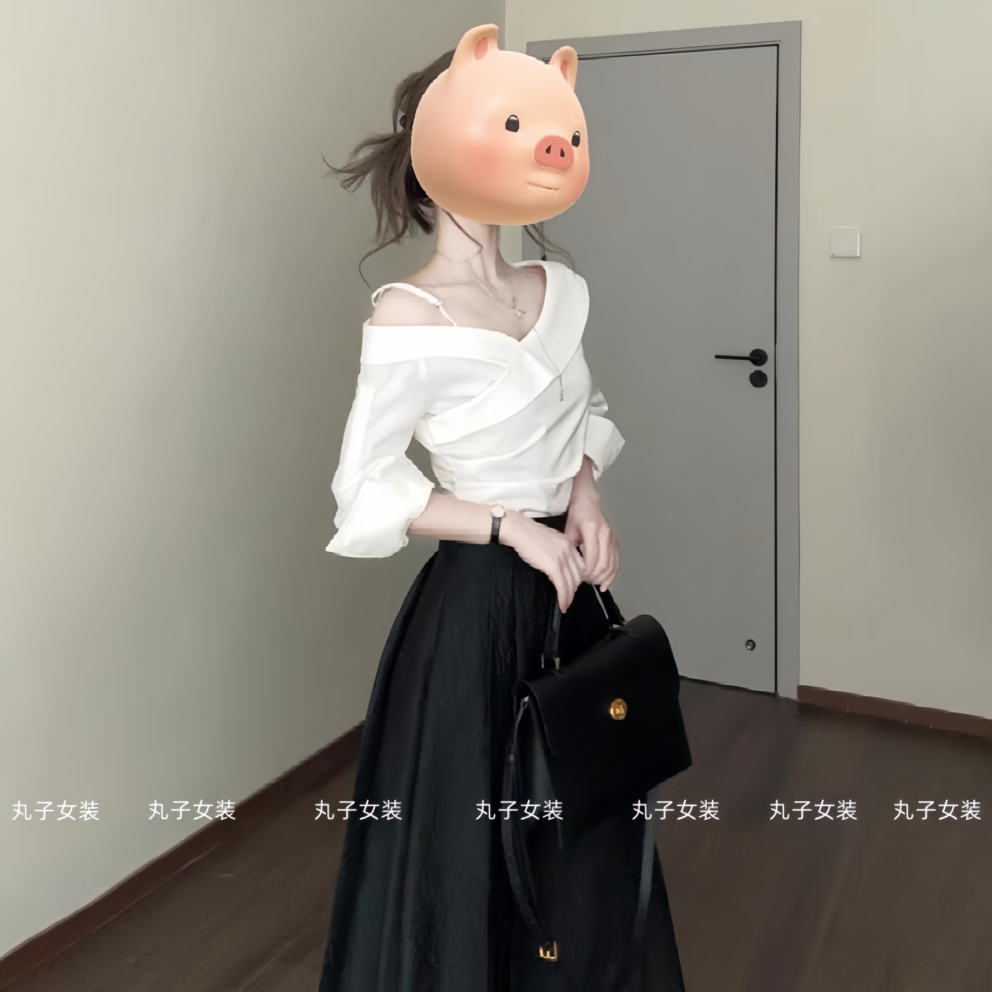 春装女款爆款2025新款法式露肩白色气质吊带衬衫时尚百搭半身裙子