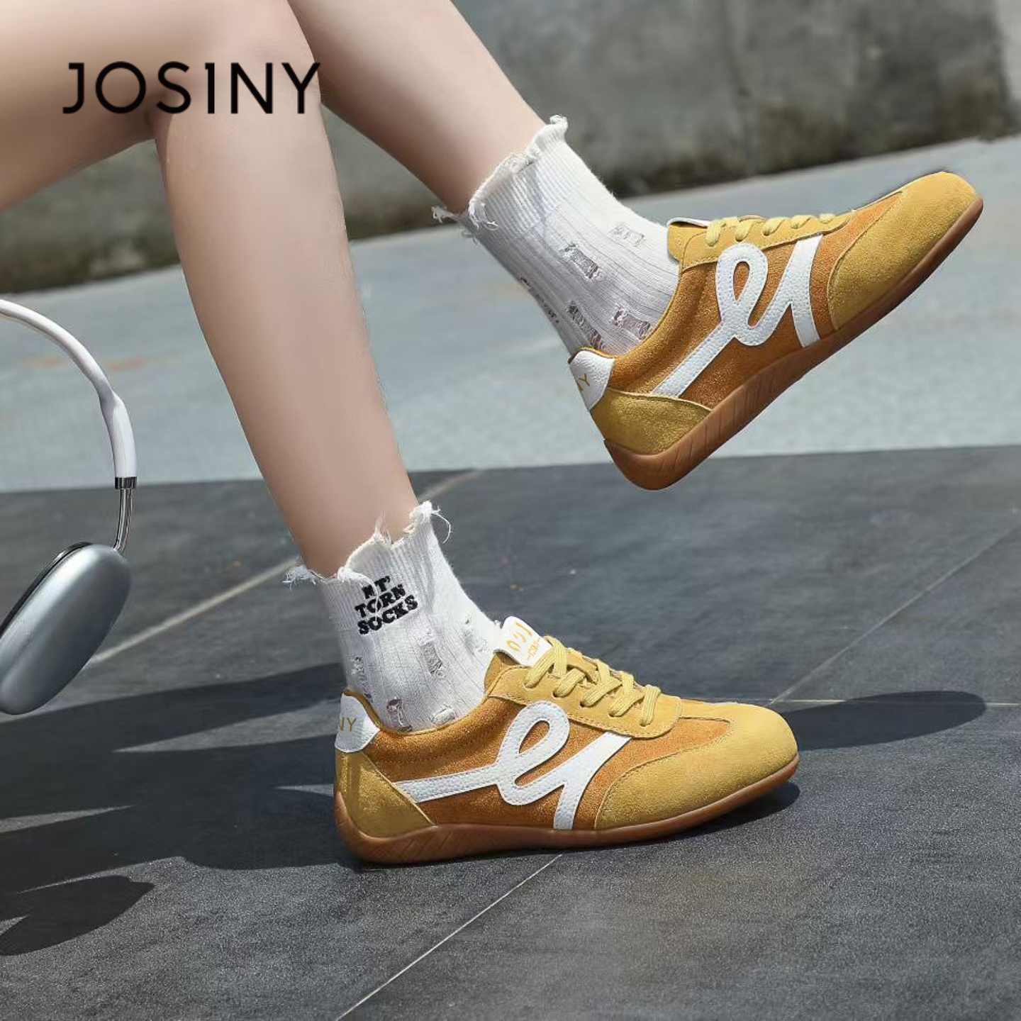 卓诗尼复古内增高德训鞋女款2025新款软底板鞋时尚百搭平底休闲鞋