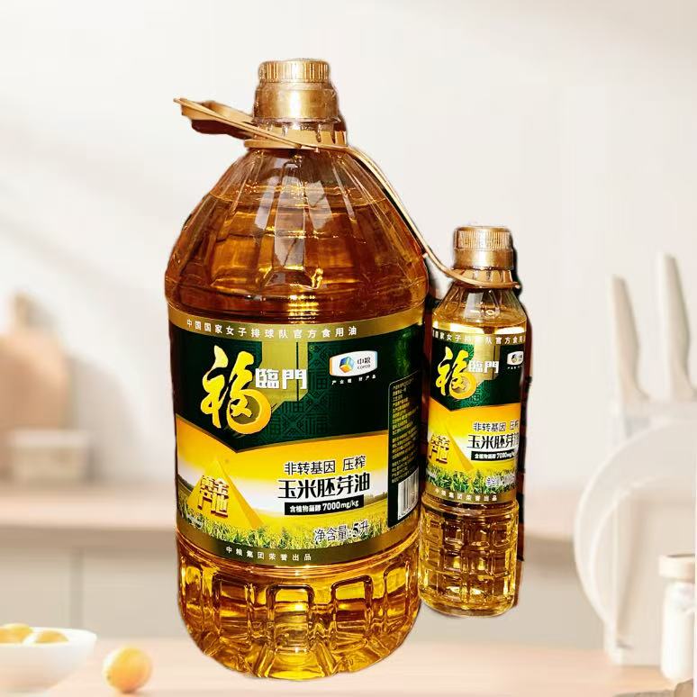 热销福临门黄金产地玉米胚芽油非转基因压榨家用食用油5L+400ml