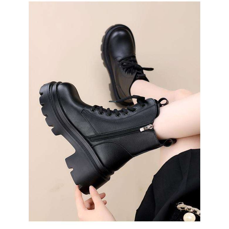 范哲萨厚底增高马丁靴女2025新款春秋单靴英伦风小个子秀气显瘦短