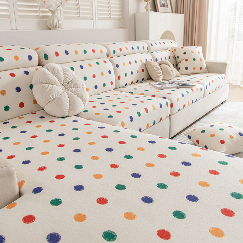 (星情)多巴胺波点沙发套罩新款四季通用防尘耐磨弹力沙发坐垫套