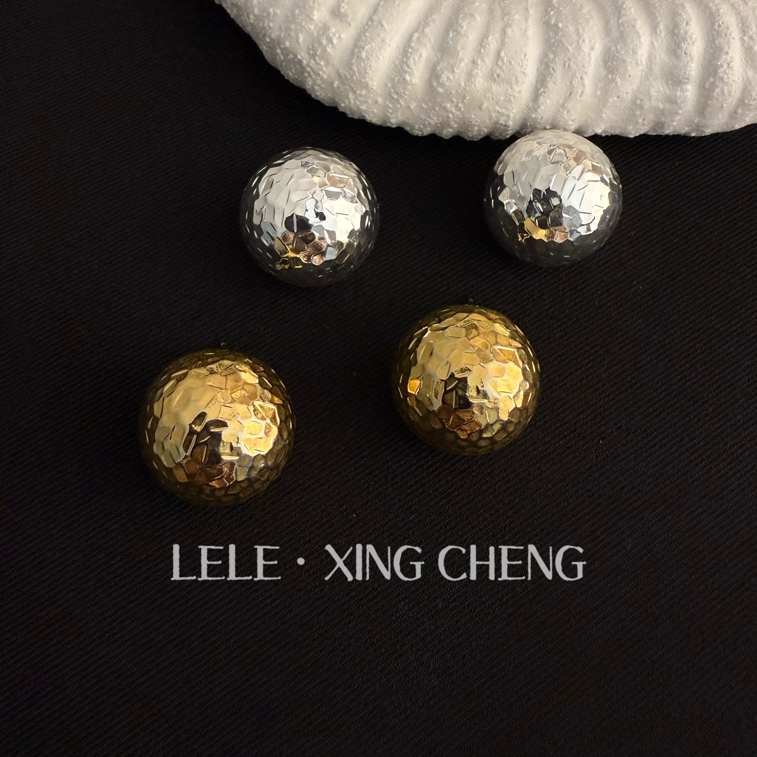 铜合金耳饰 法式碎冰冰半球耳饰