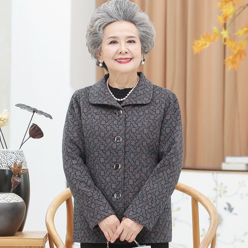 中老年人秋装女奶奶装春秋外套上衣服60岁70妈妈装长袖老太太套装